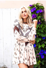 Free People From Your Heart Printed Mini Dress size xs NWOT