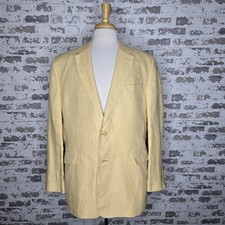 Harvie  Hudson Blazer Mens 46R Yellow 100 Linen Tessuti Sondrio Surgeon Cuffs