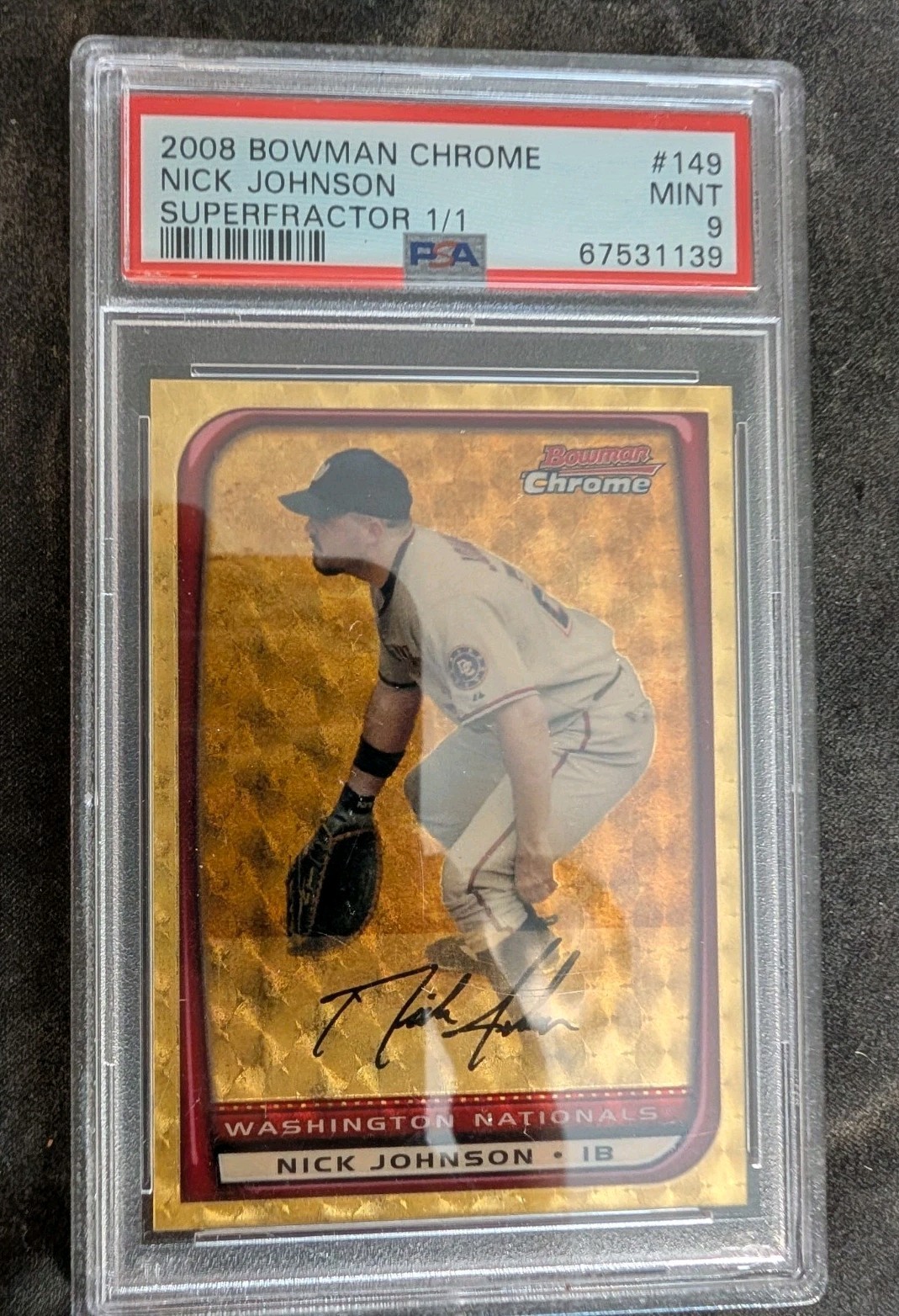 2008 Bowman Chrome SUPERFRACTOR 1/1 #149 Nick Johnson PSA 9 True ONE OF ONE