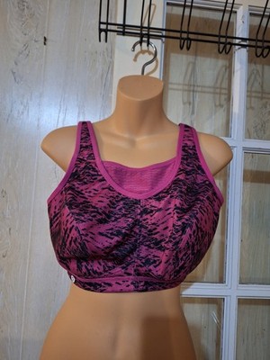 Glamorise No-Bounce Camisole Elite Wire-free Sports Bra Fuchsia Pink Print 36DD