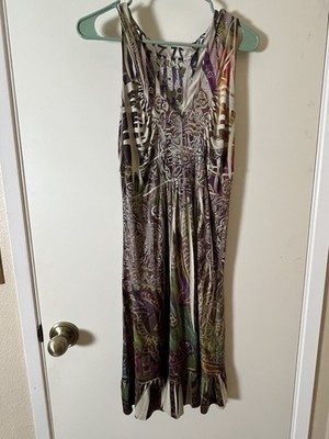 Unity World Wear Dress SZ S Embellished Sleeveless Boho Cutout Back Lace detail