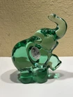 Fenton USA Emerald Green Handmade Glass Elephant Figurine 3-7/8 in Tall. Signed.