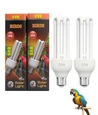2 Pack E26 UVA UVB Light Bulb for Birds 2.4 UVB 20W Compact Flourescent Lamp ...