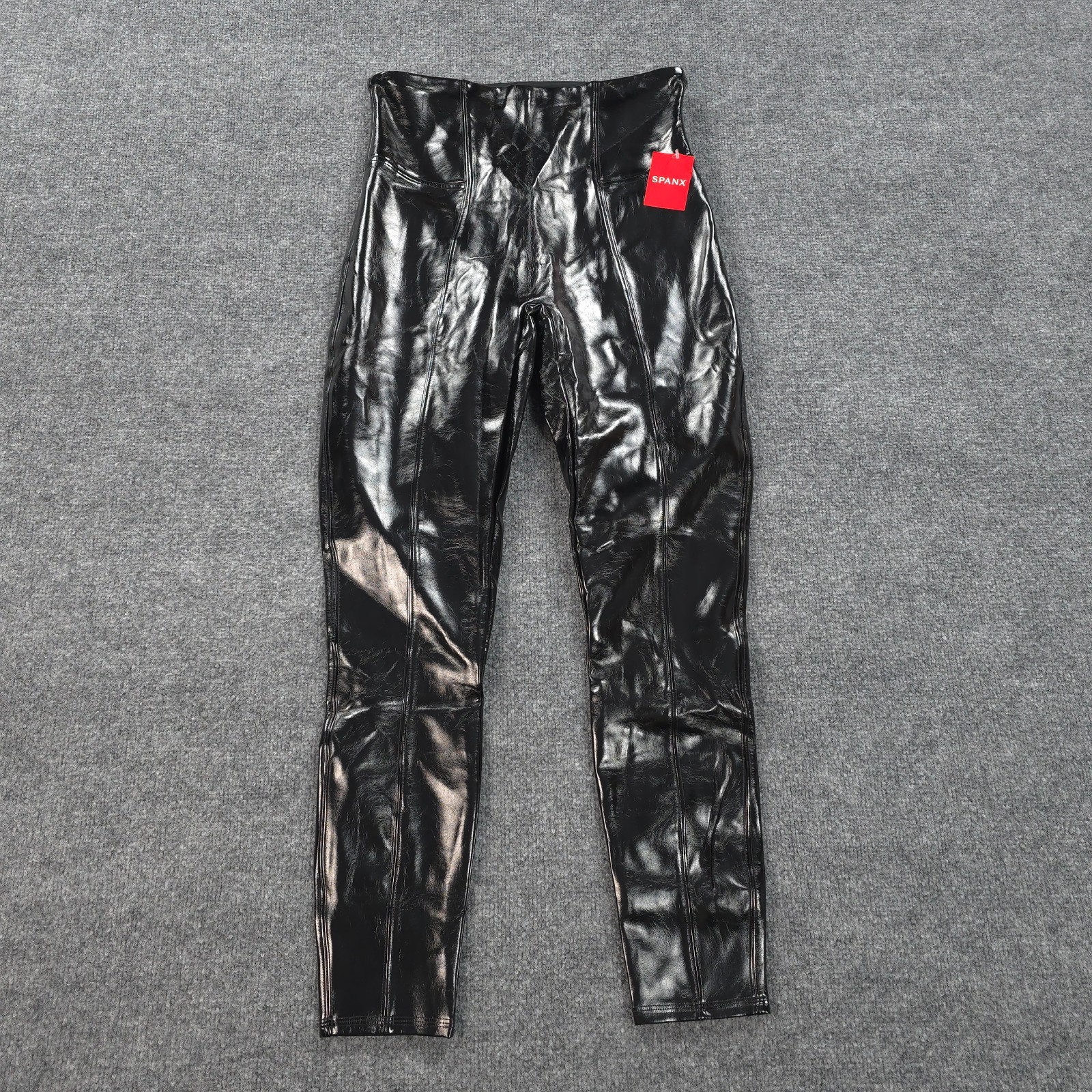 Spanx Leggings Womens Large Black Faux Leather Pants Stretch Casual Preppy NEW