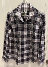 J.CREW NWT $148 Thomas Mason Plaid Crystal Embellished Shirt Sz 4 Women’s