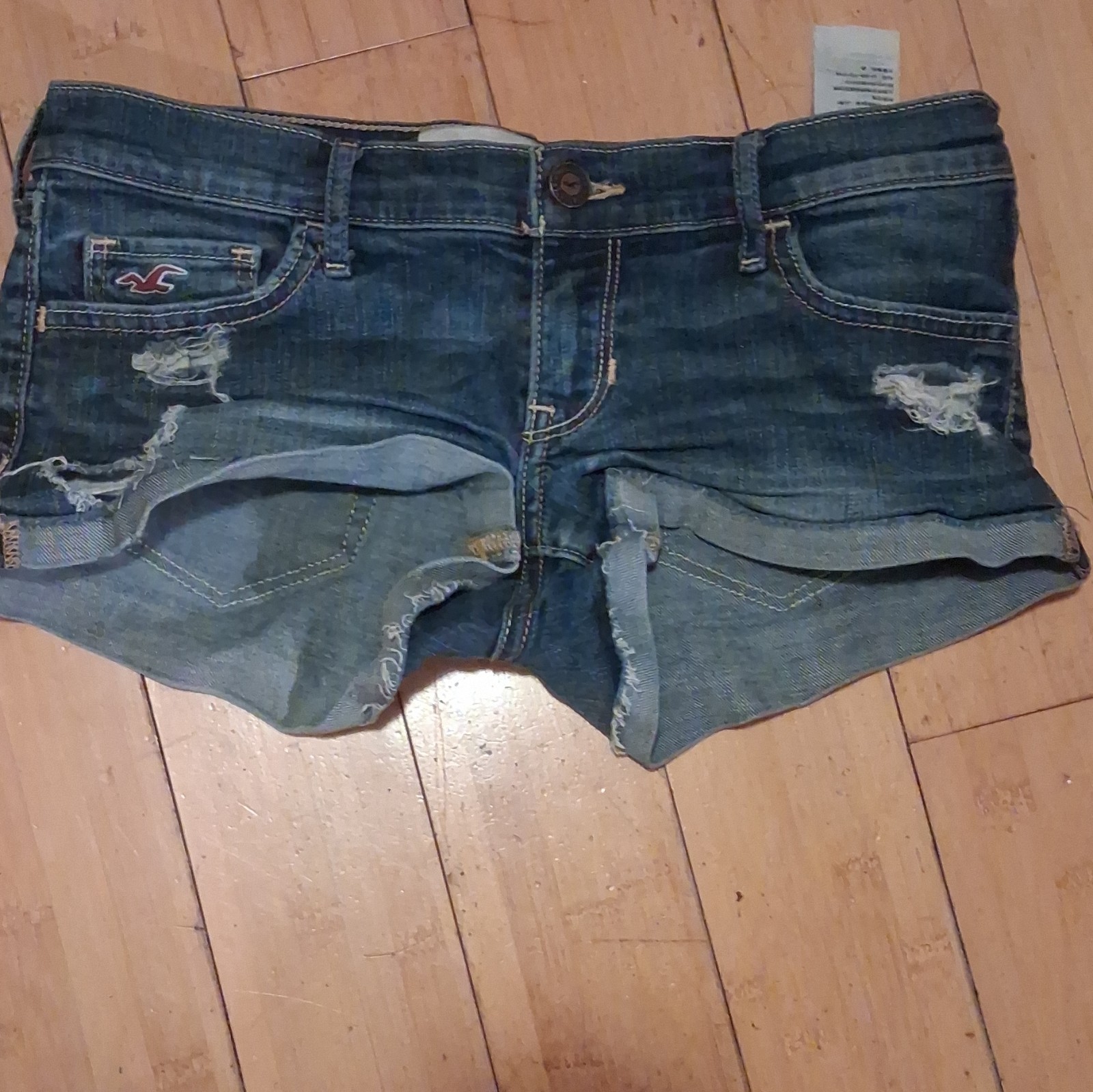 Hollister Women's Blue Denim Cut Off Shorts Size 3 Low Rise 5-Pocket