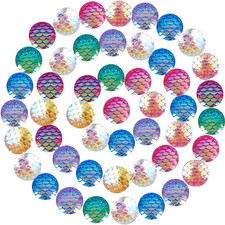 160Pcs 8 Color 12Mm Flat Back Mermaid Fish Scale Resin Cabochons