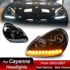 Pair LED Headlight Assembly DRL Turn Signal For 2003-2006 Porsche Cayenne
