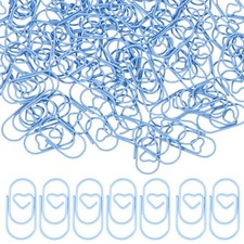 SULIKJHUI 100 Pcs Blue Paper Clips, Heart Paper Clips Metal Rust-Proof