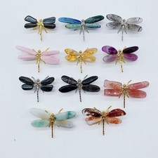 10Pcs Natural mixed material Reiki Gemstone Dragonfly Crystal Quartz Healing