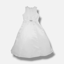 Joan Calabrese Kids Girl's White Communion A-Line Satin Dress Sz 6 TL