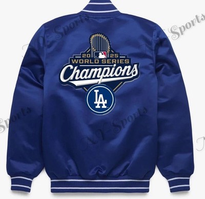 LA Dodgers 2025 Baseball Champion blue satin Varsity Bomber Style Jacket