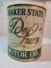 Ancien bidon d'huile moteur Quaker State DeLuxe 1 gal haut ouvert huile ville Pennsylvanie