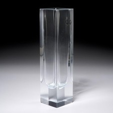 Vincenzo Nason Clear Square Murano Art Glass Vase 11.75h Vintage Italy Mcm