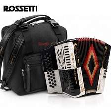 Acordeón diatónico Rossetti 3112 FBE 31 botones - negro/blanco con correas, bolsa de concierto