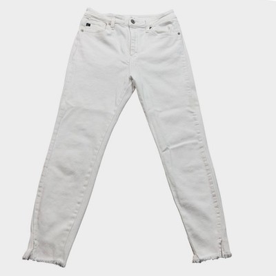 KanCan Estillo Skinny Jeans Mid Rise Split Raw Hem Size 9/28 Stretch Hugs Curves