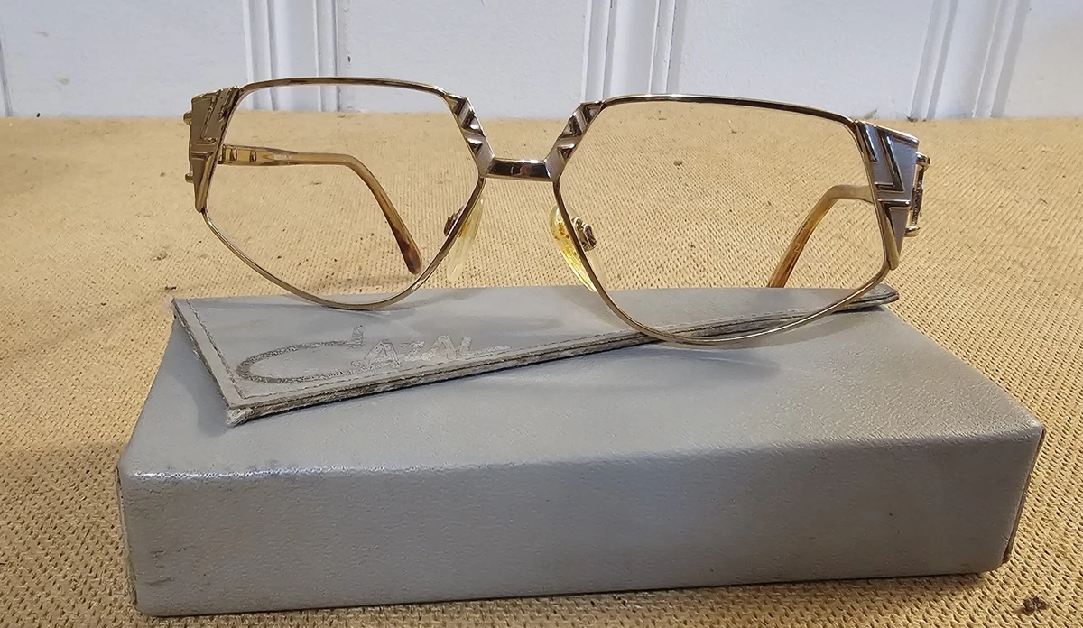 Vintage CAZAL EYEGLASS Womens Gold Hexagonal FRAMES ONLY Gold Sparkle Stones Silhouette M 6118 V 6019, Vintage 80s Unique Pattern & Gold  main image 2