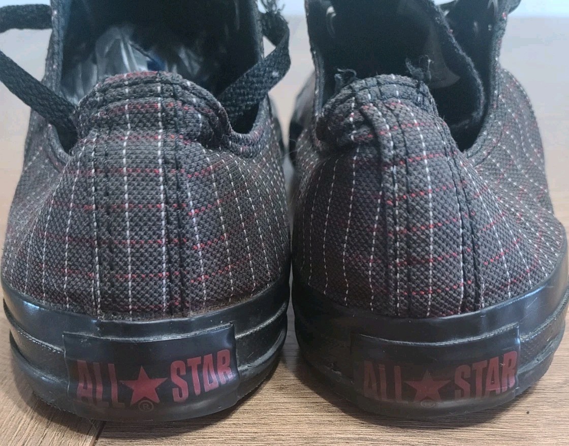 Converse Chuck Taylor all stars brown/red logo men's size 8 Vintage Plaid Stripe thumbnail 4