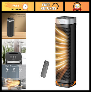Electric Space Heater 1500W with Thermostat & Remote, 70° Oscillation, 12H Timer