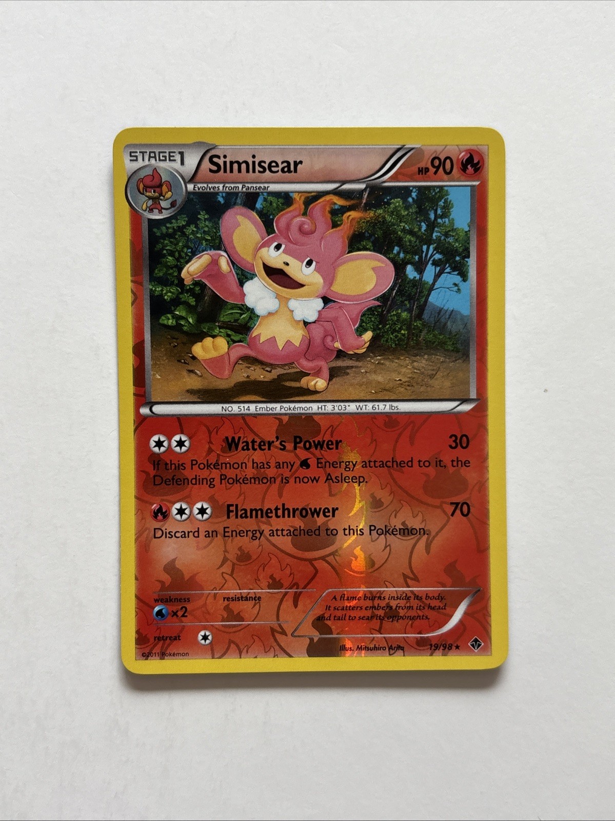 Simisear 19/98 Rev Reverse Holo BW Emerging Powers Pokemon NM
