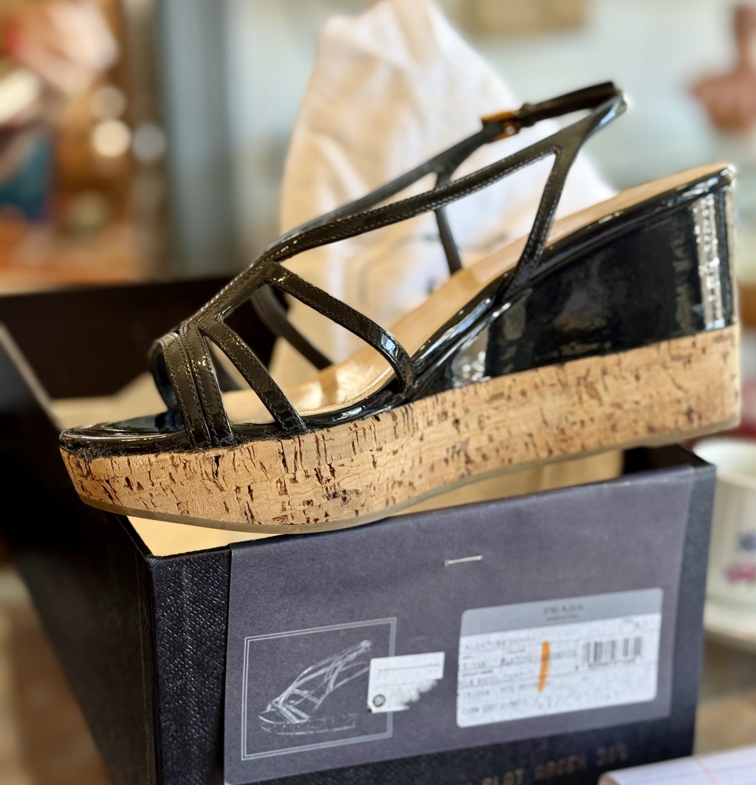 Prada Black Patent Leather Slingback Sandals - image 6