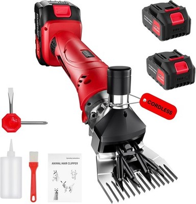 Cordless Sheep Shears,2600Rpm Electric Sheep Shearing Clippers with 2 Pcs Rechar