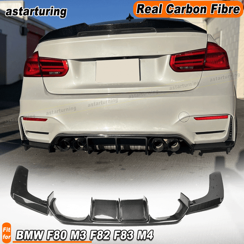 Fit for BMW F80 M3 F82 F83 M4 Real Carbon Fiber Rear Bumper Diffuser Lip Spoiler - Picture 1 of 14