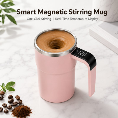 One-Click Automatic Magnetic Stirring Mug Smart Coffee Cup with Temp Display