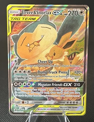 Pokémon TCG Eevee & Snorlax GX SM169 Tag Team Holo Black Star Promo NM