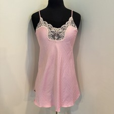 Vintage Victoria s Secret Pink Satin Lace Chemise Slip Dress Y2K Small S