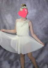 Weissman Ivory Cream Lyrical Dance Dress Rhinestone Applique XXLC Kids 16 Plus
