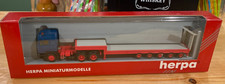 Very Rare Herpa HO 1/87 MAN F90 Tractor & Lowboy Flatbed Trailer NIB