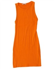 Zara Womens Sleeveless Bodycon Dress UK 8 Small Orange Cotton DM04