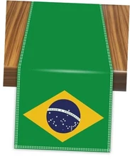 Brazil Table Runner,Brazilian Flag Tablecolth for Dining Home Decor 90×12inch