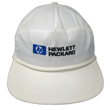 M & B Headwear Trucker White Vintage Hat Hewlett Packard Rope Made in USA Strap