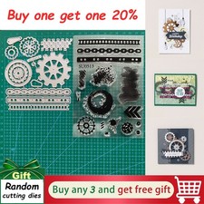 Gears Textures Cutting Dies Stamps Sets,Scrapbooking Paper Crafts Embossing