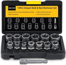 Bolt Extractor Set 14-Piece Stripped Bolt Extractor Socket Set with Storage Case