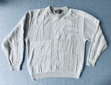 Vintage Shenandoah Sweater Mens Large Beige Herringbone Knit Grandpa Golf Dad