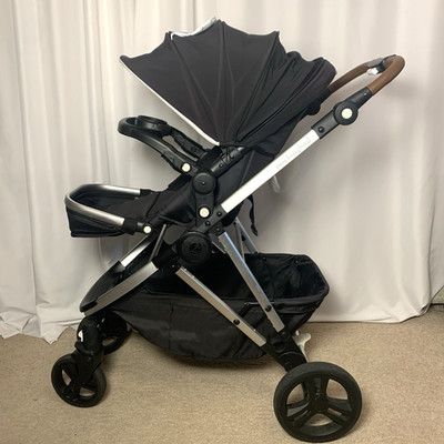 Mockingbird 2.0 Black Stroller Brown Handle Single Seat with Snack Tray