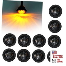 10x 3/4" Round LED Clearence Light Front Rear Side Marker Smoked Amber