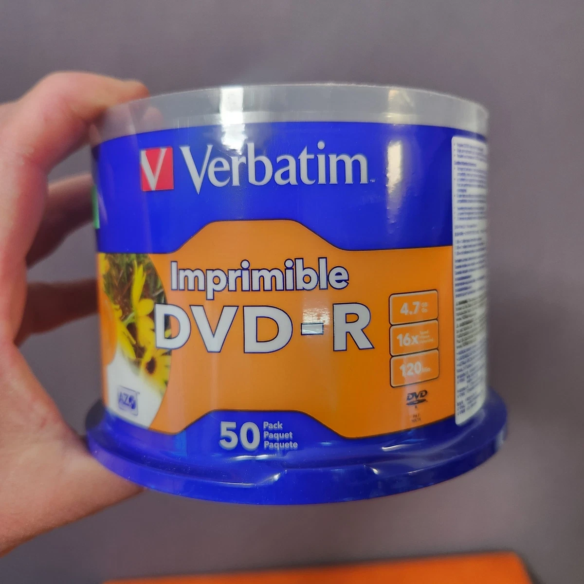 50 x Verbatim Blank DVD-R 16x 4.7BG - FULL HUB Wide Printable DVD Discs