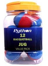 Python RG Multi Colored Racquetballs Value Pack - 12 Ball Jug/Endorsed by Ra...