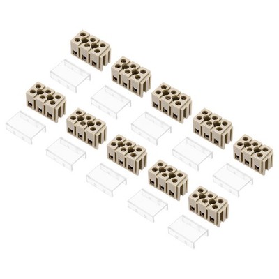 10 Pcs Dual Row Terminal Block, 3 Positions 660V 24A Removable, Beige
