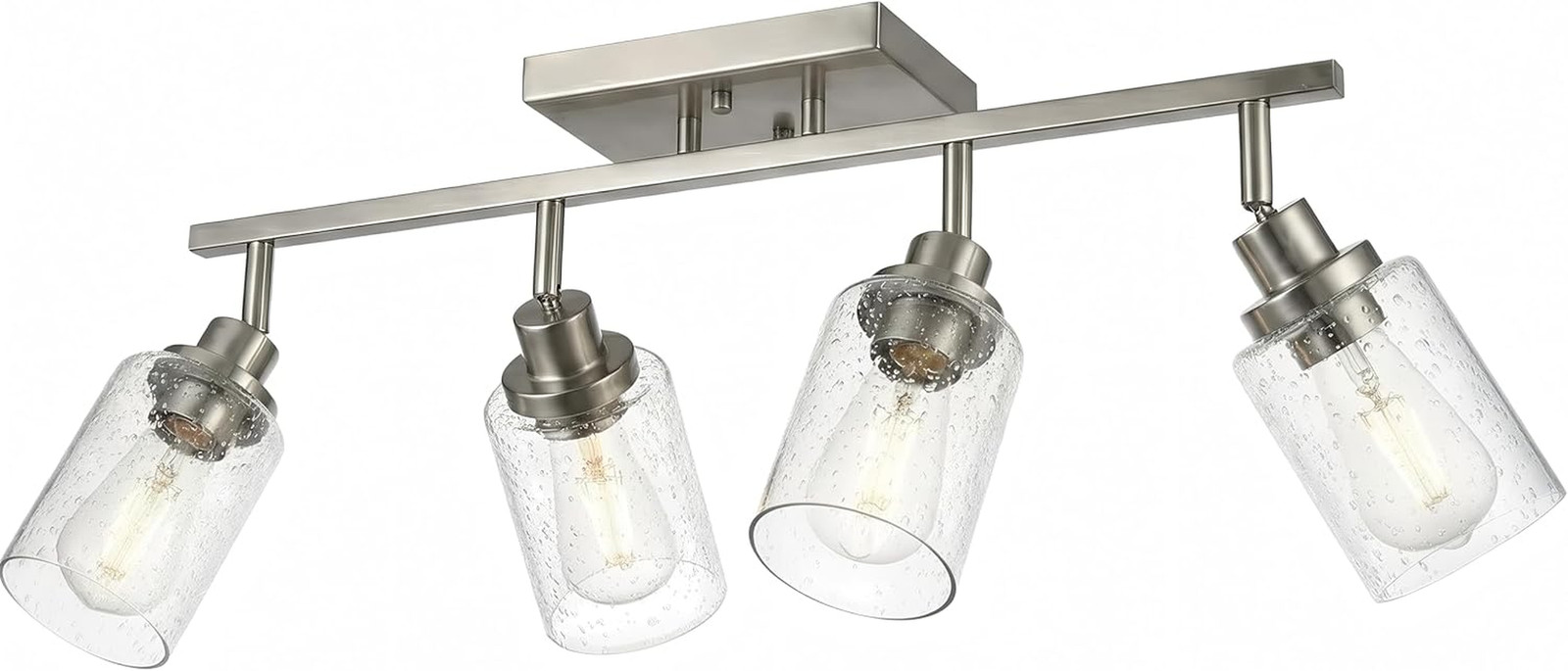 4-light Track Lighting With Seeded Glass Shades For Vanity