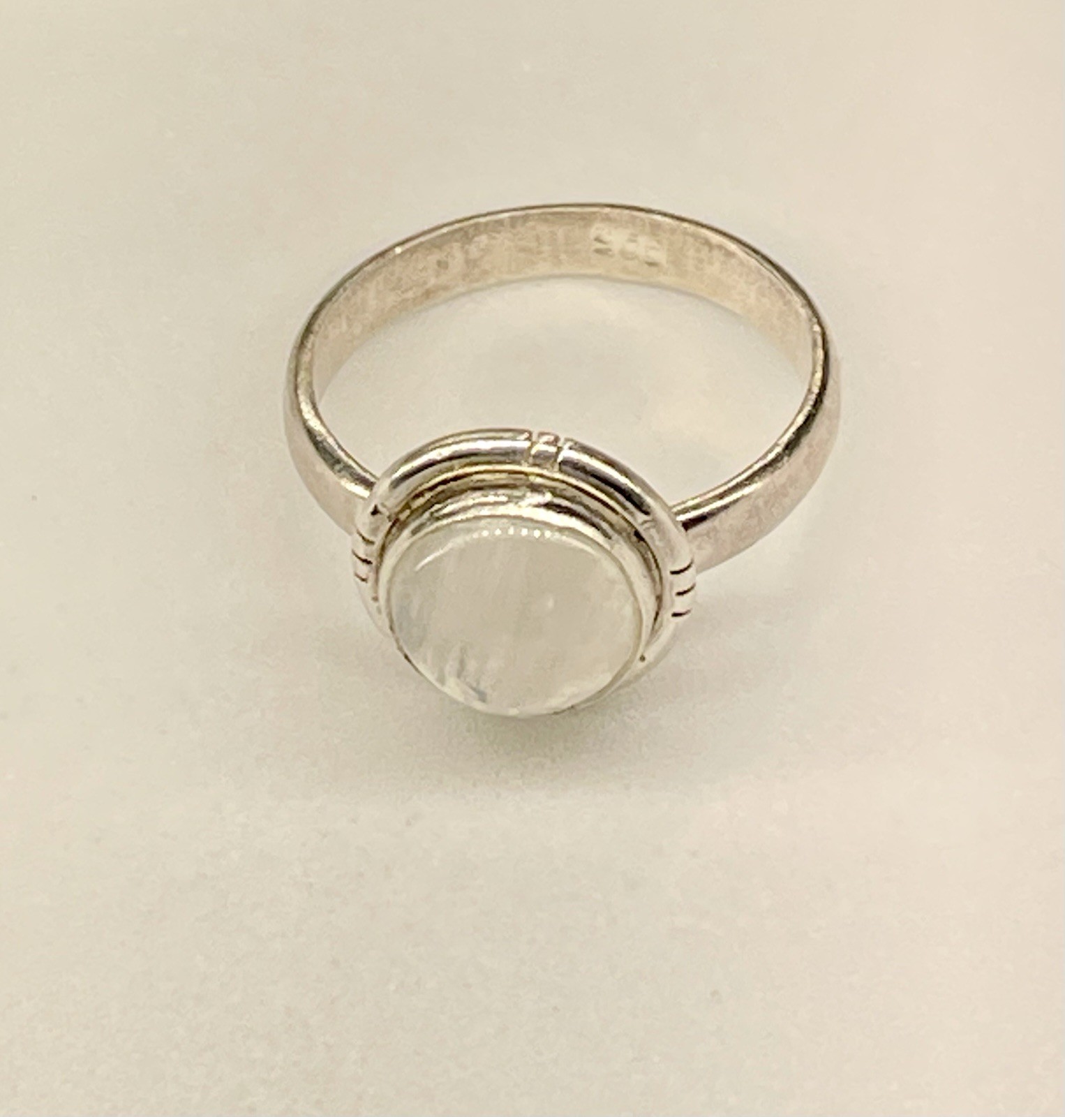 Solid 925 Sterling Silver Round Moonstone Ring Si… - image 5