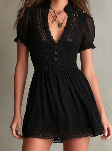 Black Scoop Neck Sleeveless Fit & Flare Knee Dress Zip Back Pleated