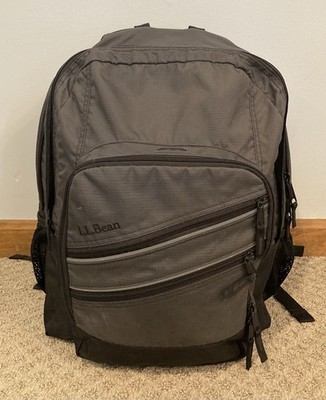 L.L. Bean Super Deluxe Book Pack Grey Back Pack Zip Pockets
