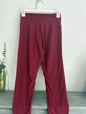 Women s Burgundy Solid Ankle Leggings, Stretch Elastic Waist, One Size