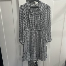 J. Crew Houndstooth Black and White Dress rufflle hem women’s size 4.