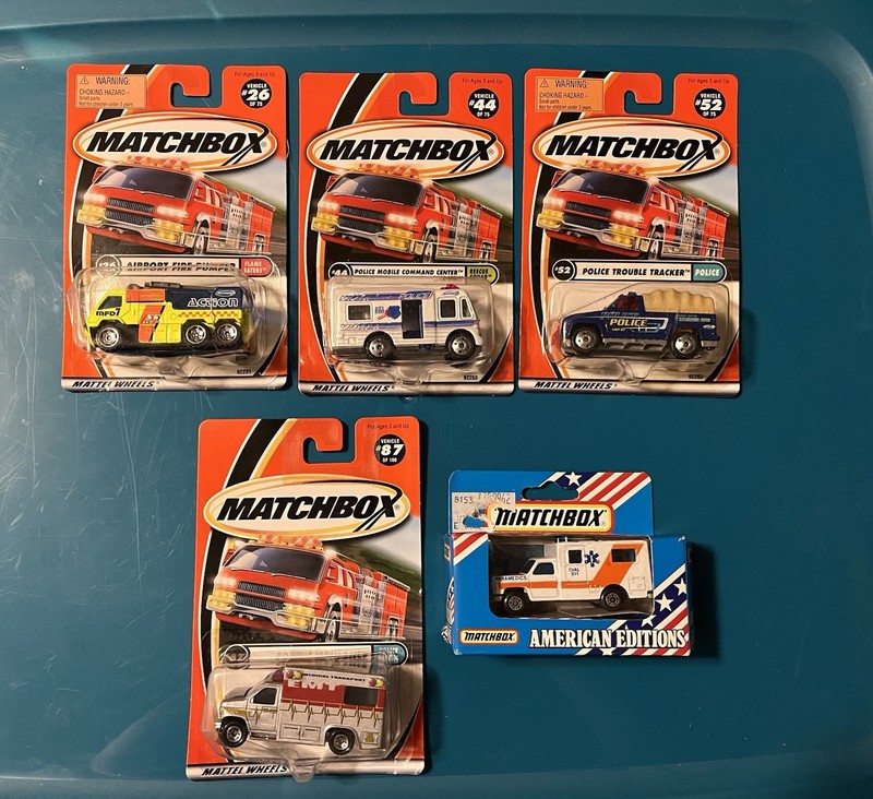 Lot #4 NOS 5 Piece Toy Cars Matchbox Heroes Mattel Wheels Orig. Packaging